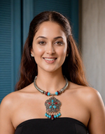 Turquoise Cross Afghan Torque Necklace