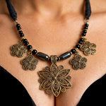 Golden Filigree Bloom Statement Necklace