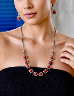 Surkhi Oxidised Silver Coral Stone Necklace Set
