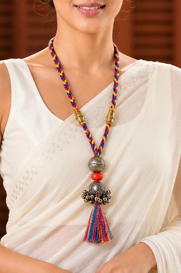 Ayat Multicolour Thread Tassel Pendant Necklace