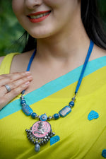 Gulabi Apsara Enamel Pendant Necklace