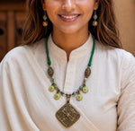 Zohra Dhokra Brass Filigree Pendant Tribal Necklace Set for Women