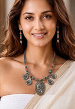 Parveen Rose Oval Pendant Necklace Set