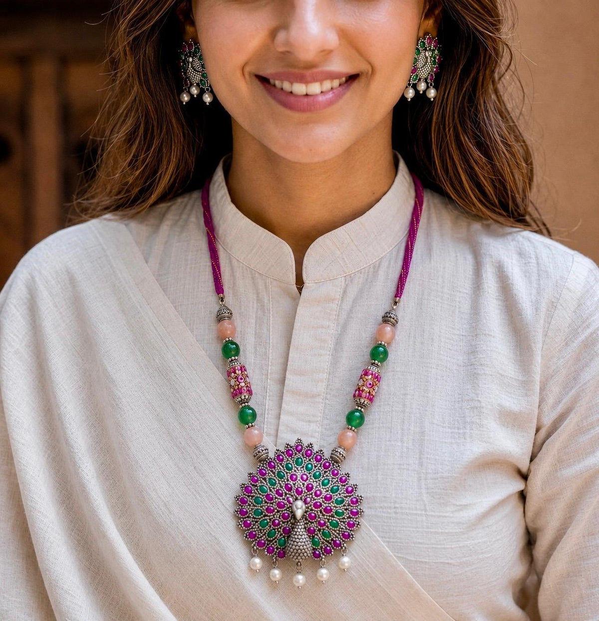 Sharmeen Kemp Peacock Pendant Necklace Set