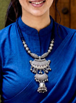 Tiered Jaali Jhumka Silver Statement Necklace
