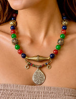 Shabana Multicolour Bead & Coin Drop Necklace