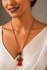 Yasmin Tricolour Cord Tassel Pendant Necklace