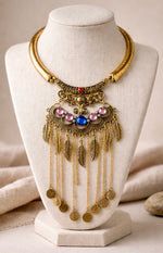 Ottoman Feather Cascade Statement Necklace