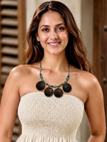 Driftwood & Turquoise Disc Necklace