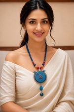 Tibetan Turquoise Disc Pendant Necklace
