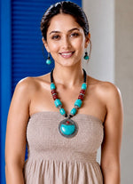 Tibetan Turquoise Coral Chunky Bead Statement Necklace