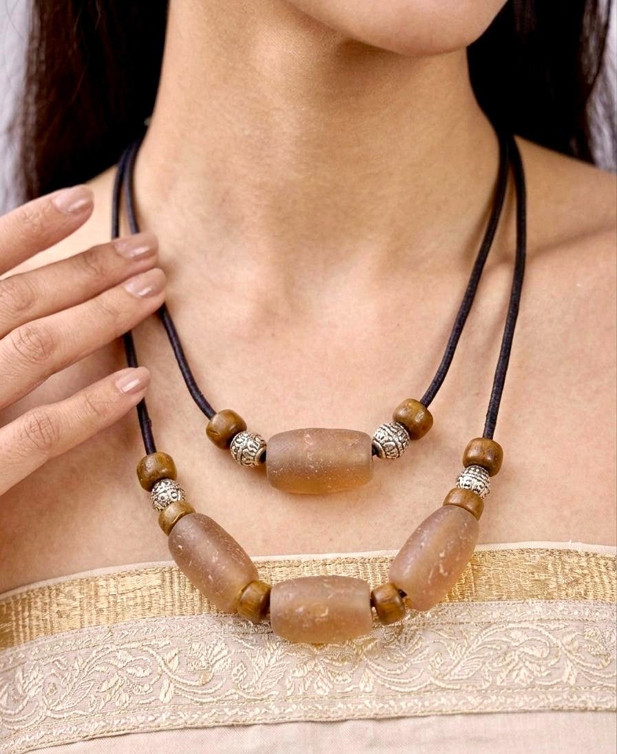 Desert Drift Sea Glass Double Strand Necklace