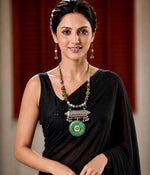 Meher Silver Multicolour Amulet Pendant Necklace Set