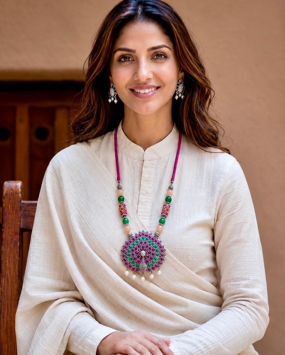 Sharmeen Kemp Peacock Pendant Necklace Set