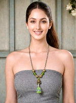 Emerald Enamel Teapot Statement Necklace