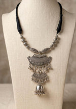 Tiered Jaali Jhumka Silver Statement Necklace