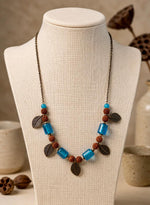Indigo River Glass & Leaf Necklace