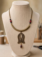 Nazia Antique Gold Tulip Pendant Necklace