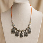 Oxidised Square Deity Panel Ghungroo Necklace