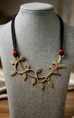 Vanya Dhokra Brass Leaf and Bird Vine Tribal Necklace for Women
