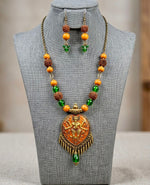 Brass Dancing Ganesha Terracotta Rudraksha Bead Necklace