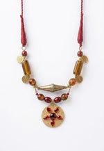 Crimson Carnelian Sunburst Pendant Necklace