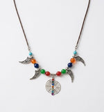 7 Chakra Dreamcatcher Silver Crescent Necklace