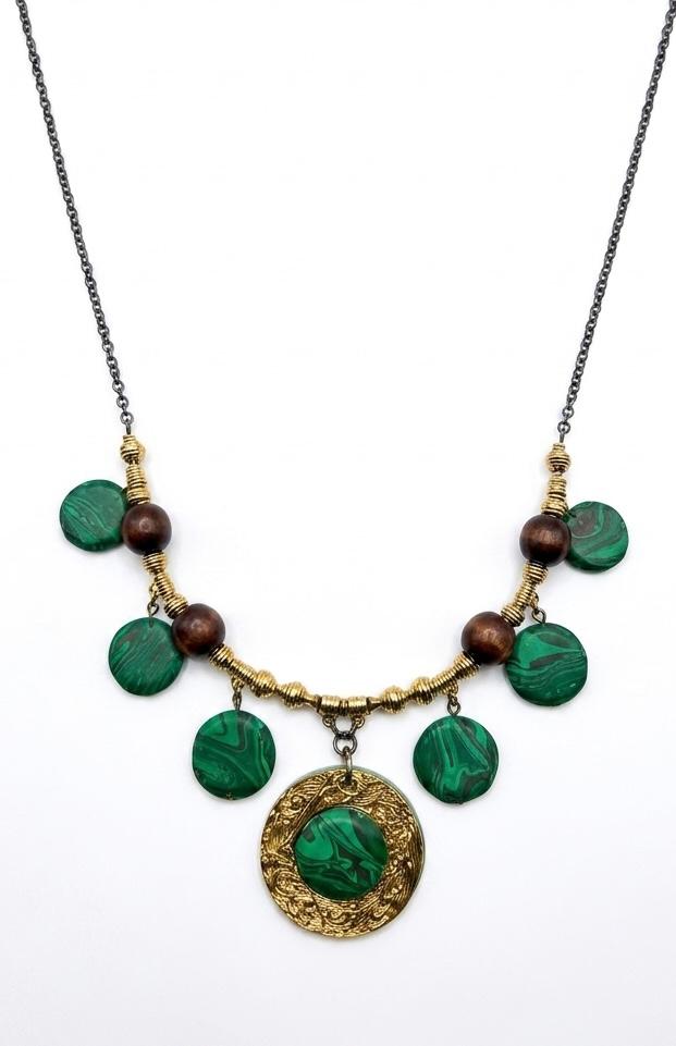 Malachite Medallion Tribal Necklace