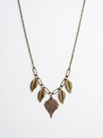 Patra Antique Gold Leaf Cluster Boho Necklace for Women