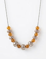 Firdaus Amber Glass & Oxidised Silver Bead Necklace