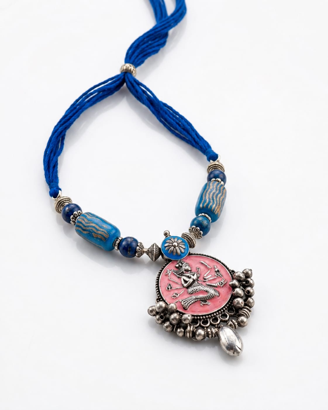Gulabi Apsara Enamel Pendant Necklace