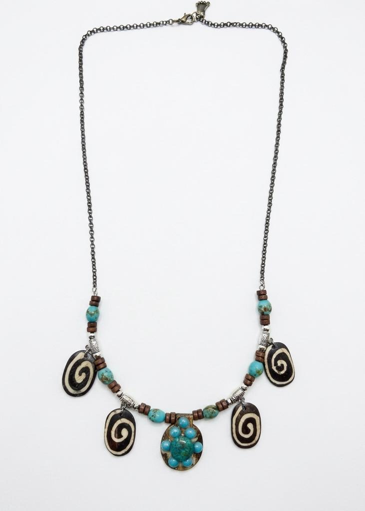 Nilgiri Spiral Turquoise Charm Necklace