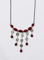 Oxidised Disc Fringe Maroon Bead Necklace