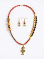 Kausar Long Multicolour Bead Pendant Necklace Set