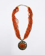 Amber Carnelian Seed Bead Multi-Strand Necklace
