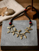 Vanya Dhokra Brass Leaf and Bird Vine Tribal Necklace for Women