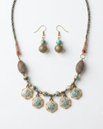 Firoza Turquoise Hexagon Banjara Tribal Necklace Set for Women