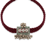 Oxidised silver meenakari ghungroo choker for women by HeerMaya, handcrafted tribal jewellery