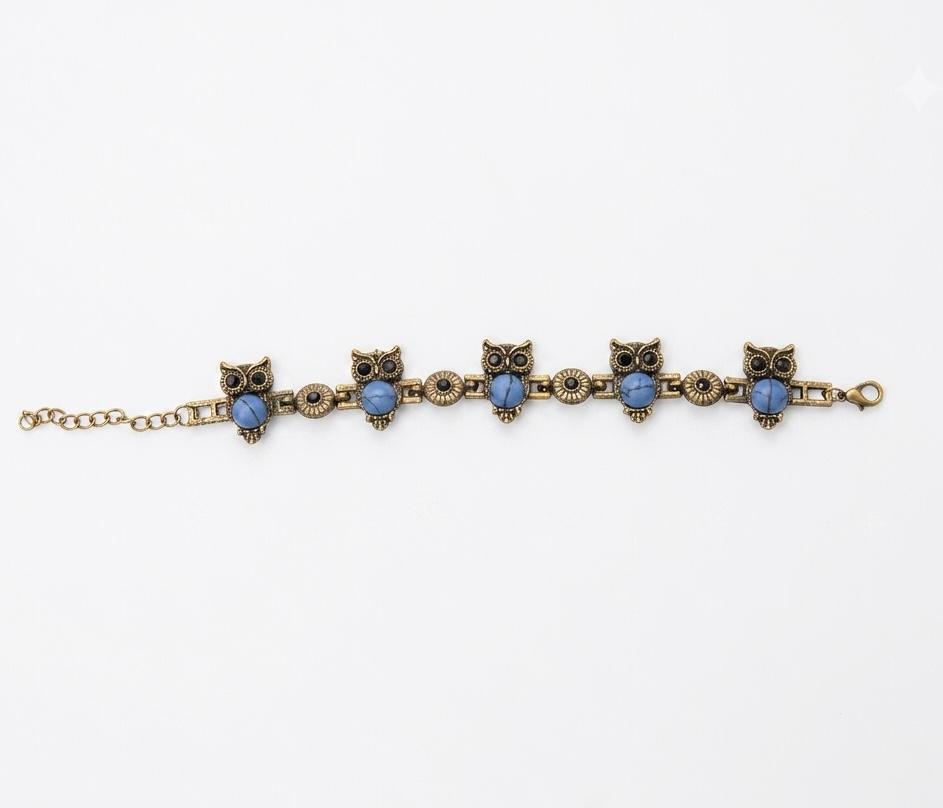 Tabassum Antique Owl Charm Bracelet