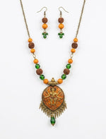 Brass Dancing Ganesha Terracotta Rudraksha Bead Necklace