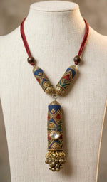 Nomadic Embroidered Cylinder Tribal Necklace