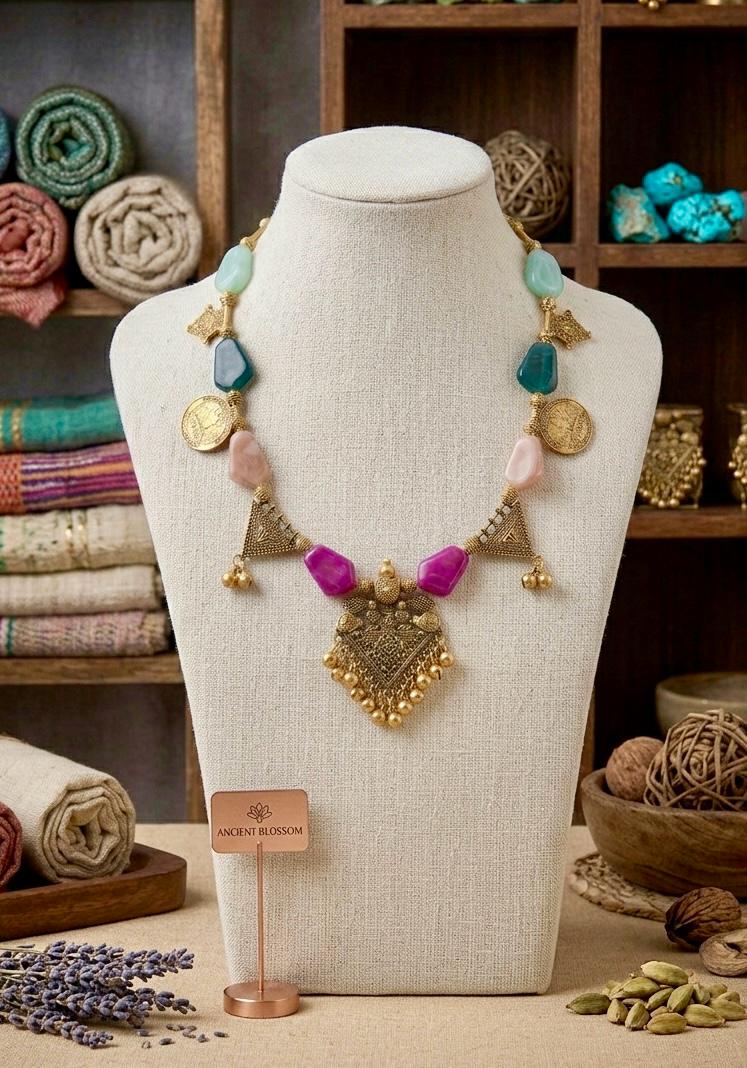 Nomadic Dhokra Charm Statement Necklace