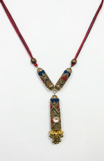 Nomadic Embroidered Cylinder Tribal Necklace