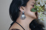 Simra Stud Chandbalis Blue — Oxidised Silver Lion Motif Chandbali Earrings India