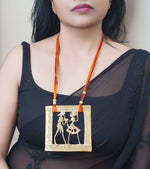 Ranglok Dhokra Tribal Dance Frame Necklace — Dancing Couple Brass Pendant India