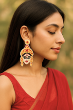 Devi Shakti Earrings — Goddess Inspired Beaded Cowrie Shell Earrings India