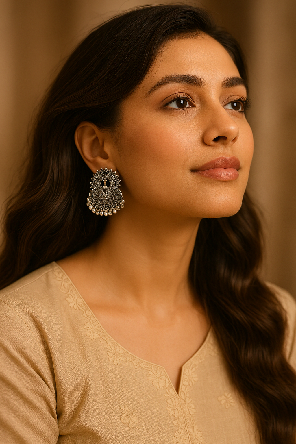 Devi Taara Studs — Oxidised Goddess Face Tribal Stud Earrings India