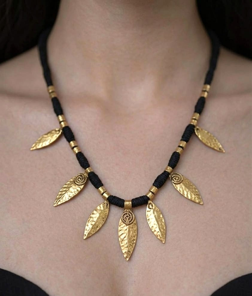 Vanraksha Dhokra Guardian Blades Pendant Necklace — Tribal Jewellery India