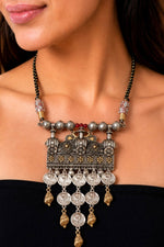 Dual-Tone Mandir Charm Necklace Set