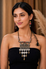 Dual-Tone Mandir Charm Necklace Set